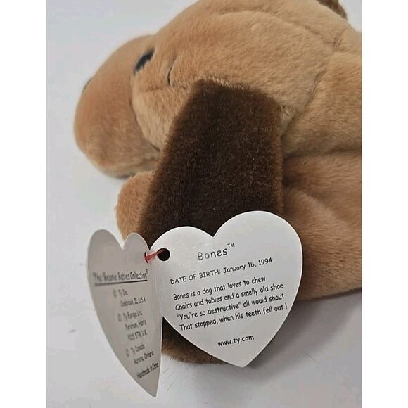 1993 Ty Beanie Baby TY Collectibles "Bones" Retired Brown Hound Dog BB22 - Picture 3 of 5